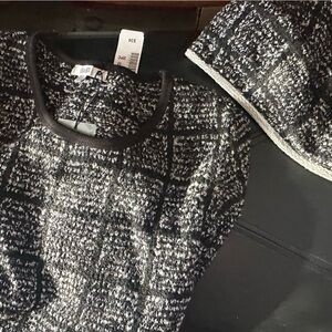 Black and White Textured Shirt with Matching Scarf